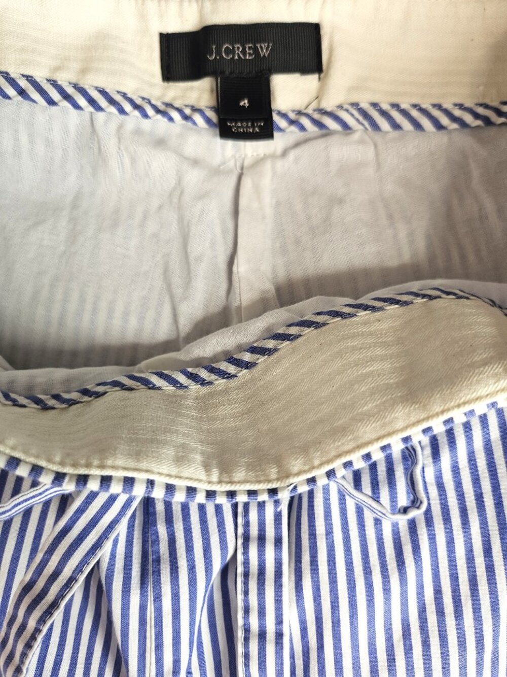 J. Crew | Striped Wide Leg Palazzo Capri Pants | Blue White | Size 4 - Picture 11 of 13